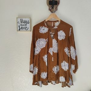 Free People 💜 Tree Boho Tunic Swing Top Floral